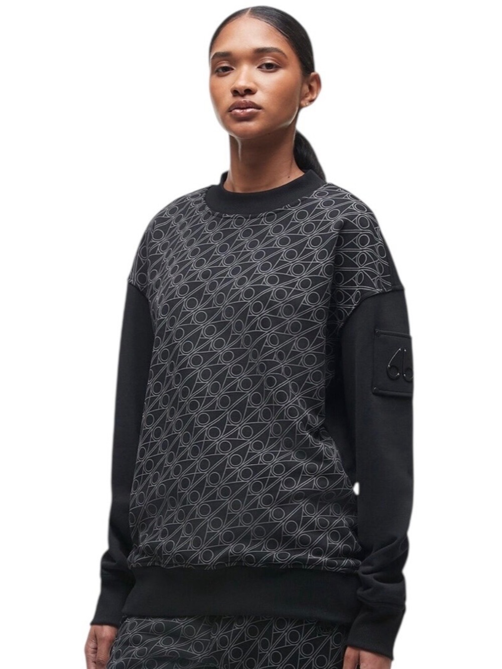 Moose Knuckles Knickerbocker Crew Neck Sweatshirt Black Grey Logo Unisex Medium